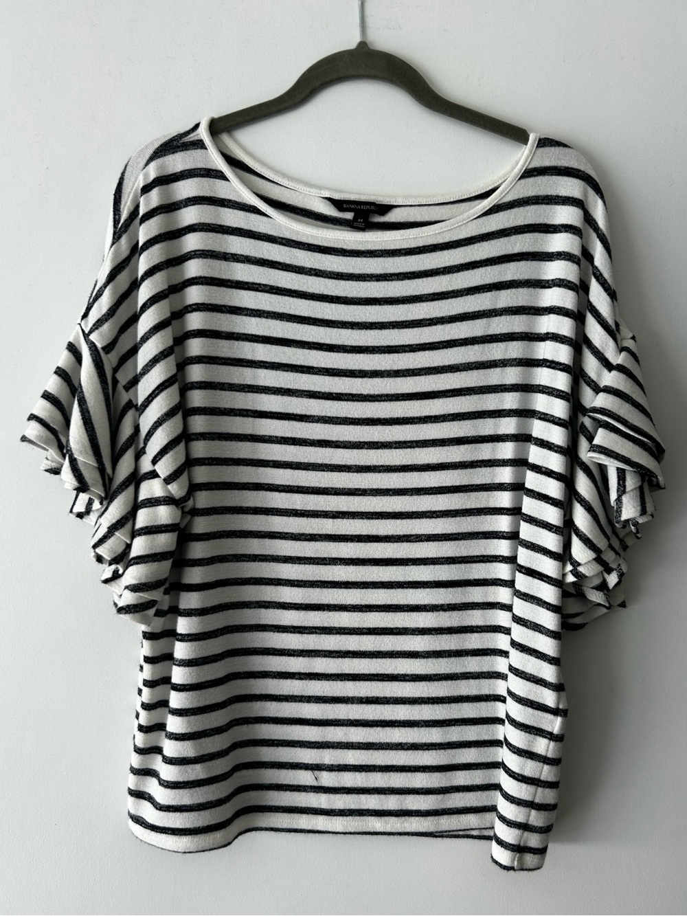 Banana Republic Striped Ruffle Sleeve Women's Top